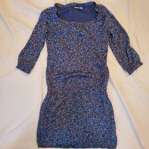 Vintage Esprit Blue Geometric Print Cinch Waist Dress - Size 0